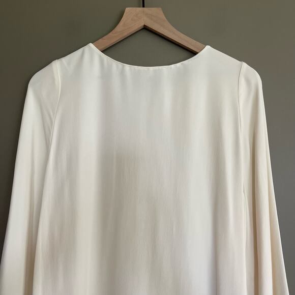 Helmut Lang Long Sleeve Crepe Shift Dress Ivory Cream Size Small Chic Clean Girl - Picture 13 of 16